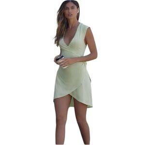 Daily Practice Anthropologie Montauk V-Neck Dress Lime Green Medium NWT